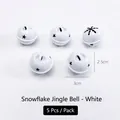 Set of 5 white lacquered Christmas bells with snowflake cutouts for DIY pet collars - 3cm Snowflake Hollow (5 Pcs/Pack) / White
