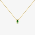 Collana in argento S925 placcato oro stile francese con ciondolo smeraldo a goccia - Argento 925 / Oro 18K Pietra Verde