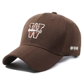 Casquette de baseball marron café avec broderie lettre W et visière courbée unisexe - Réglable / café