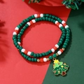 Christmas beaded bracelet with red, green, and white beads and a Christmas tree charm - Christmas Tree
