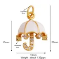 Pendentif parapluie doré avec émail blanc et strass scintillants accessoire DIY - Parapluie Blanc