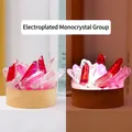 Three-color electroplated crystal cluster night light with solid wood LED base - Electroplated Tri-color Crystal-Cold Light