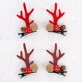 Christmas reindeer antler hair clips with mushroom and pine cone in red and brown - Pinecone Antler Hair Clips (4 Pcs)