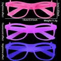 Pink glowing party glasses in three states showing dimensions 14x5cm and weight 11.3g - One Size / Rose Red Square Frame