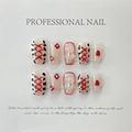 Handmade ballerina press-on nails with 3D bears, cow prints, and heart patterns - Y2K Spice Girl Cute Bear / Extra Small (XS)