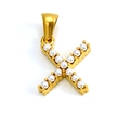 Elegant gold letter X pendant featuring inlaid white pearls and a large hanging loop - Letter X