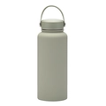 Light green matte stainless steel 1L insulated sports water bottle with flexible handle - Bean Green
