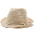 Elegante cappello da sole in pizzo crema con motivi all'uncinetto e bordo in corda intrecciata - M(56-58cm) / crema