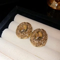 Macro shot of vintage gold earrings with amber faceted stone in a jewelry box - 48# Silver Pin - Gold Vintage Amber