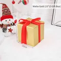 Matte gold 15x15x15cm Christmas gift box with red ribbon bow for festive decor - 15cm Matte Gold Gift Box