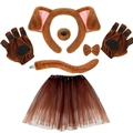 Set costume da cane dalmata marrone con cerchietto orecchie, guanti e gonna tutu - Set da 7 Pezzi Marrone