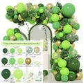 122pcs forest green and metallic gold balloon arch kit with various sizes and accessories - Forest Green Gold Sequins Style (Set 060)