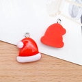 Red and white resin Christmas hat pendant charms for DIY jewelry making - Red Christmas Hat