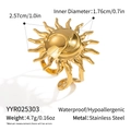 Detail showing measurement and weight of gold sunburst stainless steel ring - Golden Sun and Moon Design Ring (YYR025303)