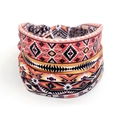 Bohemian mandala headband with ethnic geometric patterns in red orange and black colors - Style 11