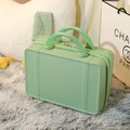Mini 14-inch green hardshell cosmetic suitcase with textured vertical lines and handles - 14" / Apple Green