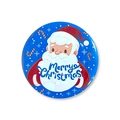 Round Christmas tinplate badge featuring a cartoon Santa Claus and Merry Christmas text - Christmas Badge 6-Cartoon Santa Beard
