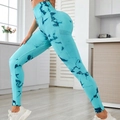 Leggings yoga senza cuciture a vita alta con motivo tie-dye marmorizzato verde acqua - S / Tie Dye Blu
