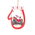 Addobbo natalizio in legno a forma di guanto con Babbo Natale e alberi di pino - Babbo Natale in Slitta