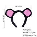 Creative plush mouse ear headband in black and pink for Halloween animal costumes - Furry Black Naughty Mouse Ears