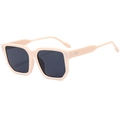 Fashionable square sunglasses featuring a beige frame and dark lenses for men and women - Beige (C04)