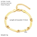 Détail du bracelet chaîne serpent plaqué or 18K avec pendentifs en forme de cœur en zircon - Style Flèche de Cupidon Cœur (SH730G-17+5CM)