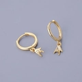 Detailed close-up of gold-plated S925 silver huggie earrings with rock hand charm - Rock Hand Earrings - Gold
