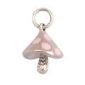 Silver mushroom pendant with pink enamel dots and realistic textured stem design - Mushroom Model B / White Gold