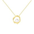 Elegant gold-plated S925 sterling silver necklace with natural white pearl pendant - Gold Circular Pearl Style(GPN44-14K)