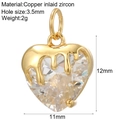 Golden heart-shaped copper pendant with inlaid zircon and melting effect design - White (Heart Zircon)