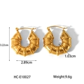 Dimensiones detalladas de los pendientes de acero inoxidable dorado con estilo de bambú - Dorado (HC-E10027)
