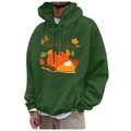 Dark green fleece hoodie with Pumpkin Spice graphic and autumn pumpkin theme - S / Dark Green Pumpkin Spice Illustration (43)