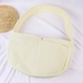 Quilted light yellow pet carrier bag with wide shoulder strap for cats and small dogs - S / Beige