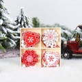 Set di decorazioni natalizie in legno con fiocchi di neve rossi e bianchi in scatola - Fiocco di Neve Rosso Bianco e Albero di Natale