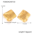 Irregular textured square titanium steel earrings with 18k gold plating finish - Gold