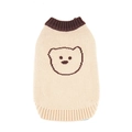 Gilet maglione lavorato a maglia beige per animali con collo alto marrone e orsetto - M / Albicocca