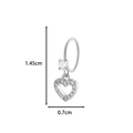 Silver heart-shaped zircon drop earring and nose ring variant with 1.45cm height - 22# Silver