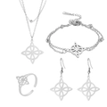 Silbernes Edelstahl Schmuckset mit keltischen Hexenknoten im S-förmigen Design - Stil A 4-Teiliges Set / Stahlfarbe