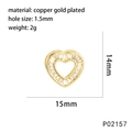 Macro detail of gold-plated heart pendant with zircon inlay and 15mm dimensions - Pave Heart