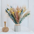 Dried flower bouquet with pampas grass and eucalyptus in ceramic vase for home decoration. - Nordic Style Dried Flower Bouquet Set (HS76)