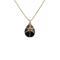 Collar de cobre chapado en oro con colgante de gota negra y cruz de piedras de colores - Negro