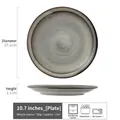 Minimalist 10.7-inch grey ceramic steak plate with vintage industrial glaze and dimensions - Chaoyan - Grey Edge Large Plate 10.7 Inch (Grade B)