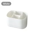 White minimalist desktop stationery holder with four compartments for organized storage - White (No Stickers)