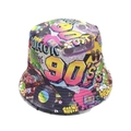Αναστρέψιμο καπέλο bucket με ρετρό γκράφιτι των 90s για εξωτερική ηλιοπροστασία - Στυλ Ζωντανού Γκράφιτι Pop Art 90s (4#)