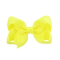 Detailed close-up of a 4-inch yellow grosgrain ribbon bow hair clip with ribbed texture - 20 Pieces Set / Yellow