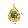 Detail showing 21mm green natural stone pendant with 14K gold plated titanium steel base - Gold Teardrop African Jade