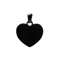 Polished black heart-shaped pendant with silver ring, stainless steel DIY jewelry charm - Black
