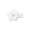 Delicate white lace embroidered daisy hair clip with pink center for girls - Style 21-White Embroidery Flower Yellow Center Ribbon Clip