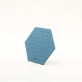 Blue hexagonal jewelry display stand with multiple holes for earrings and studs - Hexagon Small Blue
