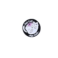 Cartoon enamel pin featuring a round white cat and Fat Cat Fan Club lettering - XZ75-7 Fat Cat Fan Club